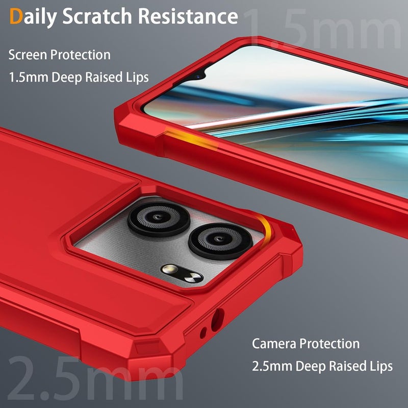 Mocotto for BLU View 5 Phone Case with Tempered Glass Screen Protector,Slim Soft Silicone Full-Body Protective Case for BLU View 5 (Red) - Image 2